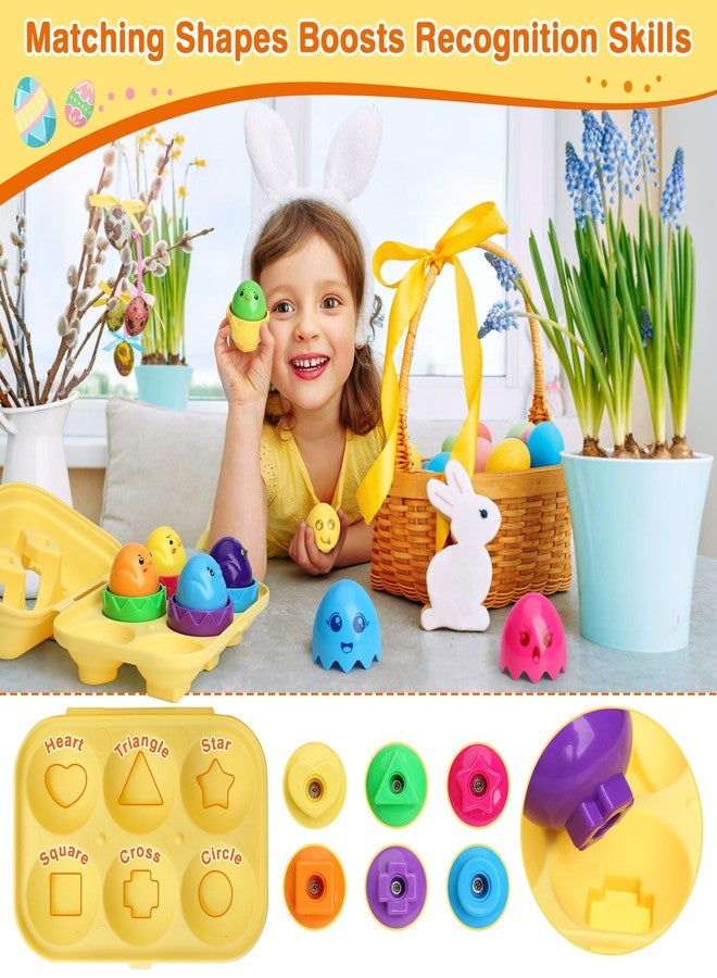 MOONTOY Toddler Toys Matching Egg Toys for Toddlers 1-3 Eggs Learning Montessori Toys Educational Color, Shapes and Sorting Recognition Skills Puzzle Matching Games for Kid Baby Boy Girl Easter Gift - Image 5